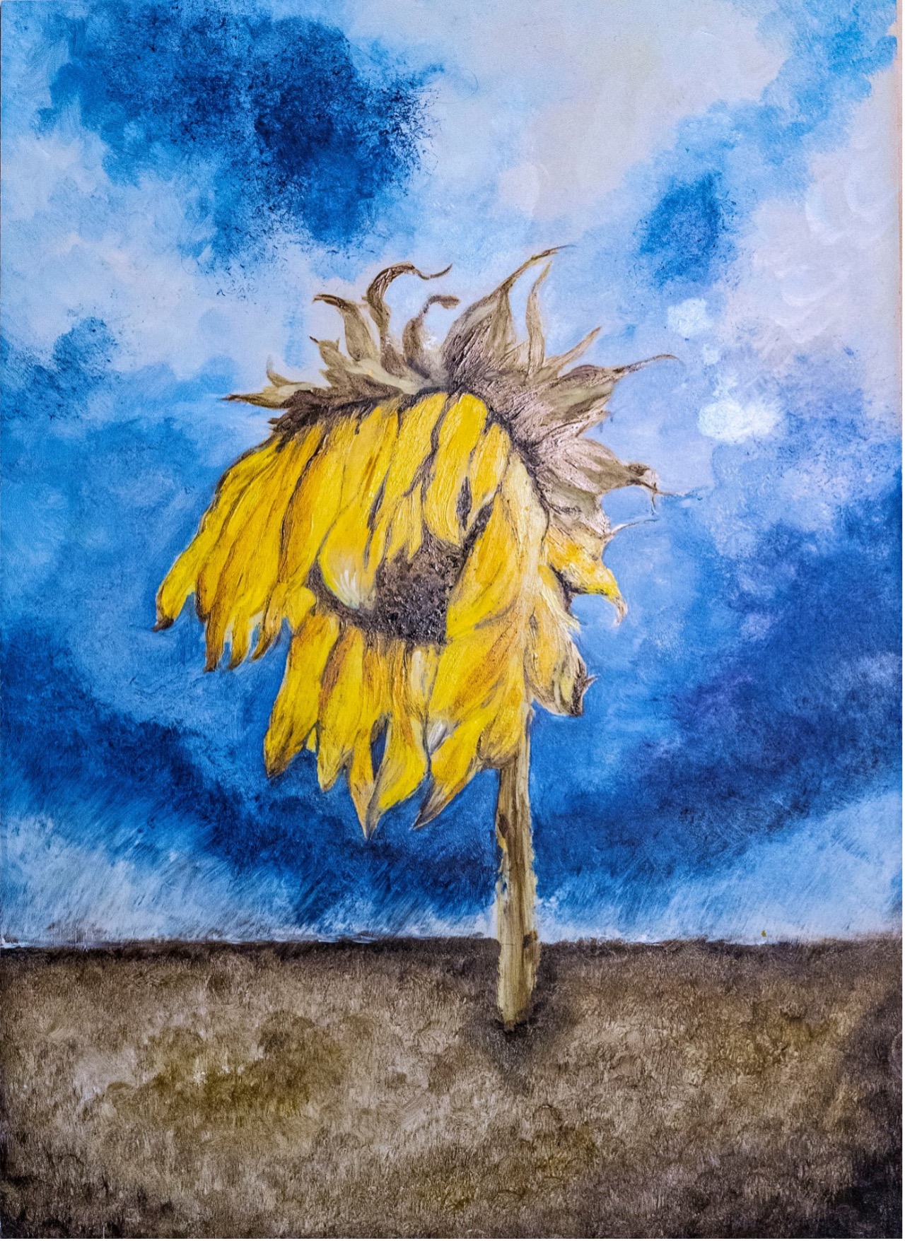 Le tournesol/ Quo Vadis?/ Sunflower Olieverf op muspaneel 25 x 35 cm, 2021